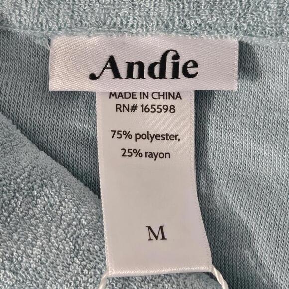 2/$30 Andie Terry Button-Up Romper Cablu Blue Size M | Casual Lounge Style - Picture 3 of 5